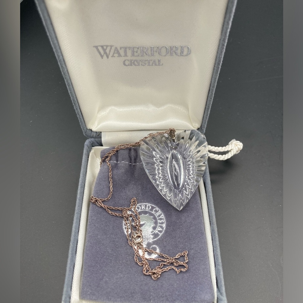 Vintage Waterford Crystal Heart Pendant Sterling Silver Chain